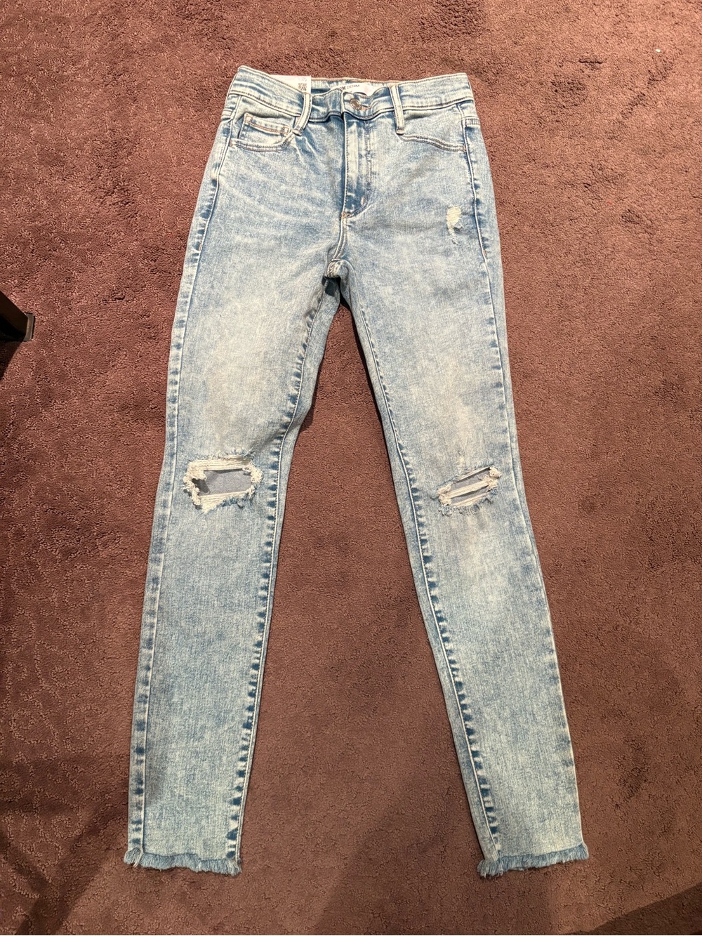 Garage Light Blue Distressed Skinny Jeans